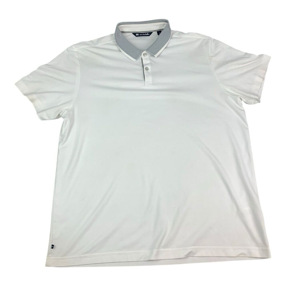 Travis Mathew Performance Golf Polo Shirt, White, Slim Fit, Men’s Size XXL